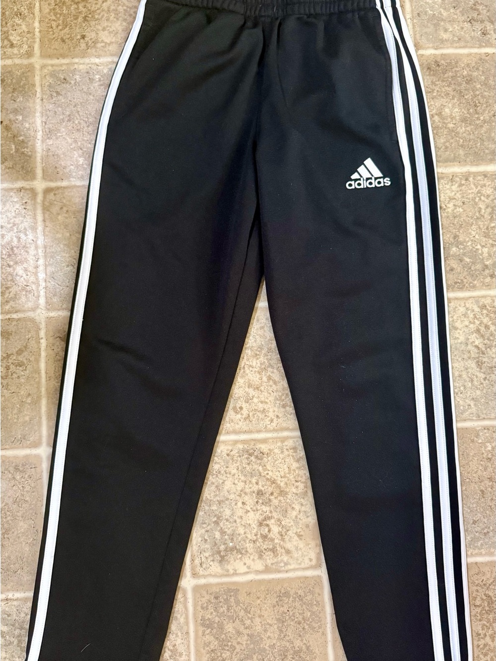 adidas Kids M 10-12 Black Sweatpants with White Side Stripes